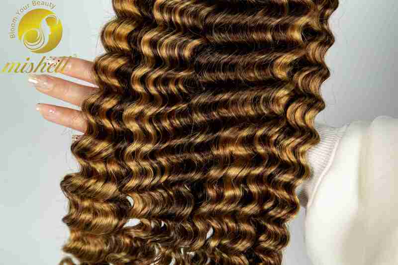 4/27 Highlight Ombre Deep Wave Bulk Echthaar zum Flechten ohne Schuss jungfräuliches Haar 26 28 Zoll lockiges menschliches Flechthaar Bulk