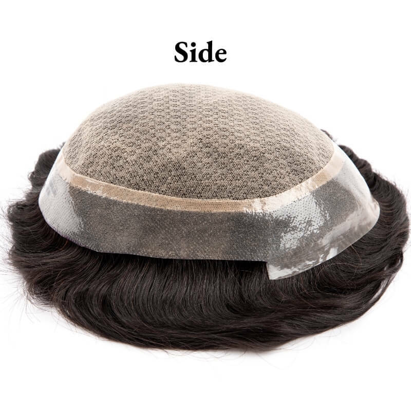 Clearance  Australia-Double Layers 100% Natural Human Hair Toupee Male Hair Prosthesis Lace PU Base Breathable System Man Wig