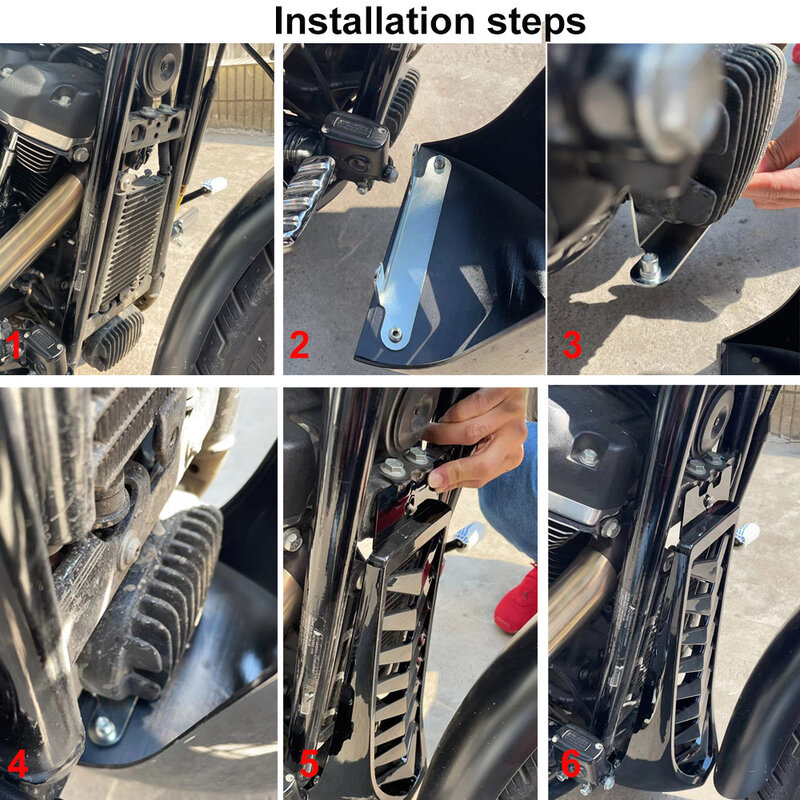 Cubierta inferior del radiador delantero de la motocicleta, alerón de carenado negro para Harley Softail Street Bob Breakout Fat Bob FXBR 2018-2022