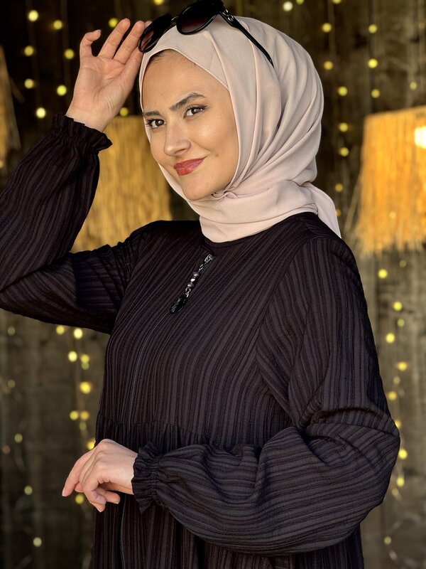 Sukienka Maxi z długim rękawem Abaya dla moda muzułmańska dla kobiet tkanina krepa odzież codzienna hidżab dla Dubai Lycra Circle Abaya