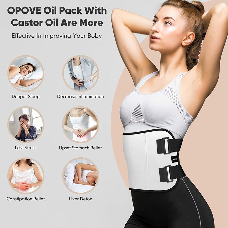 OPOVE Castor Oil Pack Wrap -2 Pack Organic Cotton Flannel Castor Oil Packs,Reusable kit for Liver Detox, Fibroids Thyroid Neck
