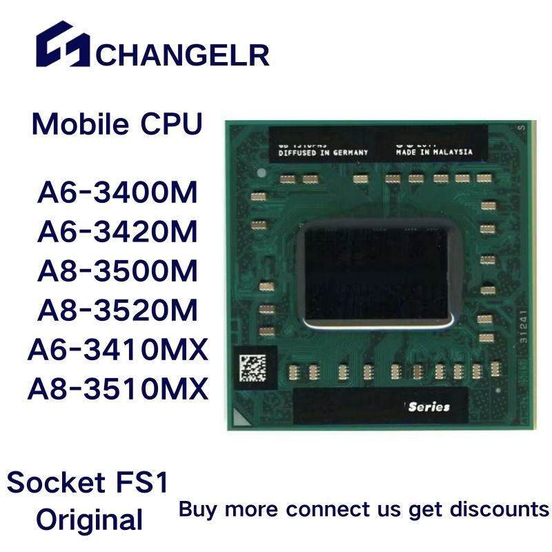 Processor A6-Series A6-3400M A6-3410MX A6-3420M A8-Series A8-3500M A8-3510MX A8-3520M 1.4-1.8Ghz 4Core 4Thread Socket Fs1