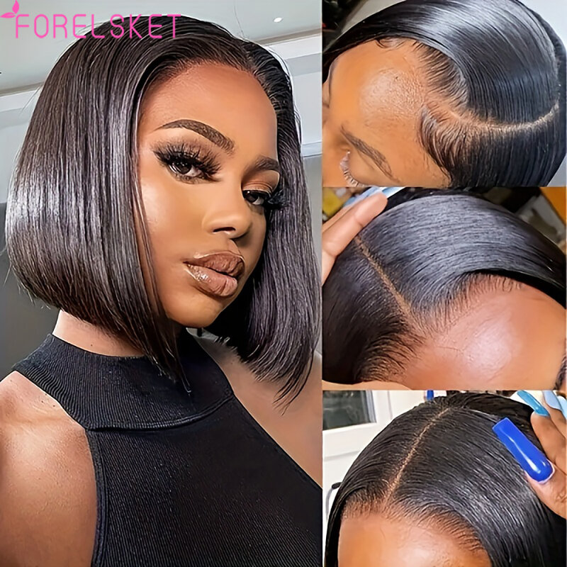 Hot Selling 13X4 Lace Front Short Hair Bob, Bone Straight 100% Human Hair Natural Color HD Transparent Lace Brazilian Women Wig