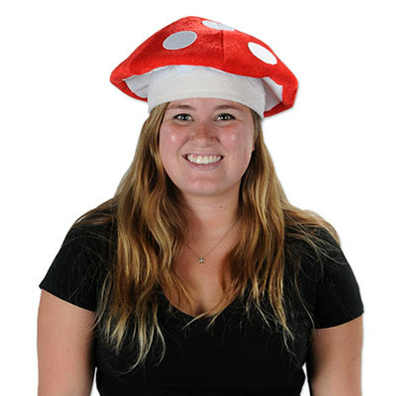 Unisex Women Men Halloween Prop Adult Spotted Mushroom Plush Novelty Hat