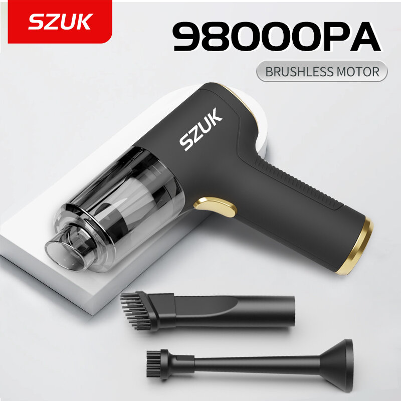 SZUK-aspiradora de mano de succión fuerte para coche, limpiador de electrodomésticos inalámbrico portátil, Mini máquina de limpieza potente, 98000PA