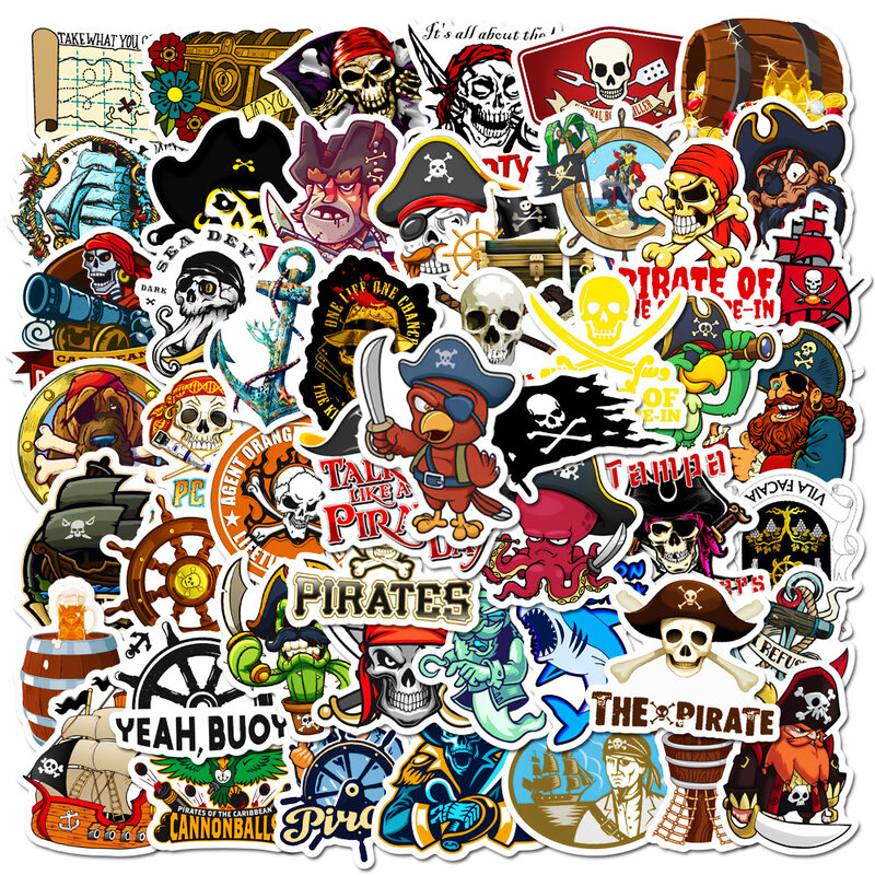 10/30/50 sztuk Cartoon Pirate naklejki Graffiti naklejki klasyczna zabawka dla dzieci prezent DIY Laptop telefon lodówka Notebook samochód fajna naklejka