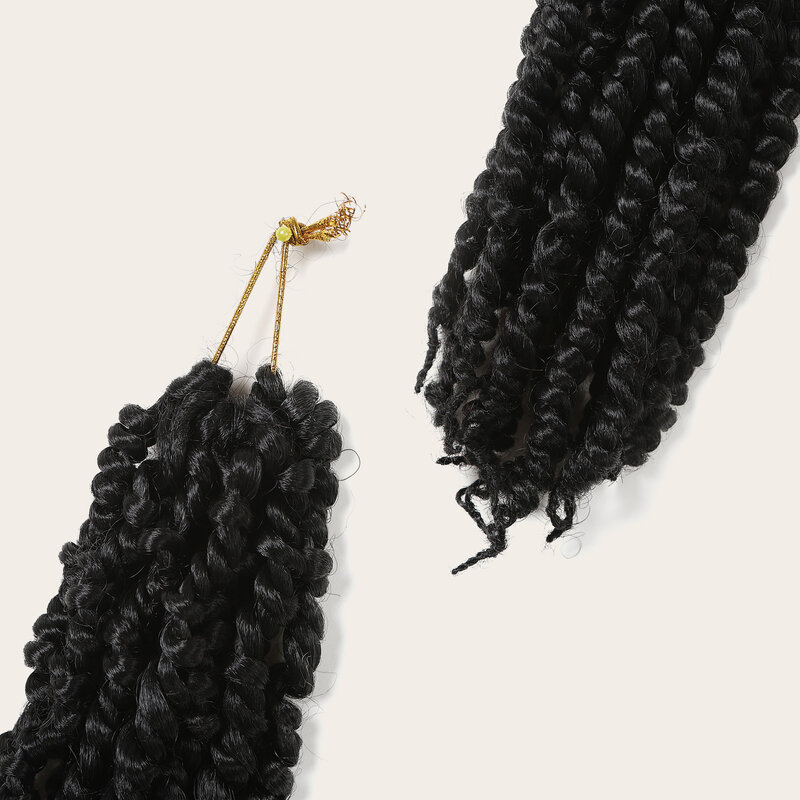 Bomb Twist Crochet Hair Synthetic 12Roots Pre-looped Synthetic Crochet Braids Hair Extensions 14'' Black Passion Twist for Women