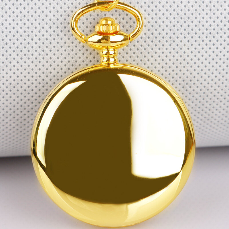 Роскошные золотые полностью охотничьи однотонные кварцевые часы с карманным механизмом минимализм Мужские Женские ожерелье подарок половина охотника Прямая поставка