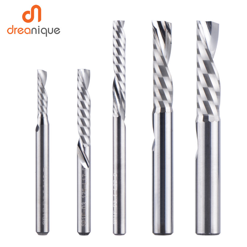 1pc AAAAA single flute spiral end mill 3.175 shank spiral aluminum mill CNC 3D engraving carving bit for woodworking Down cut