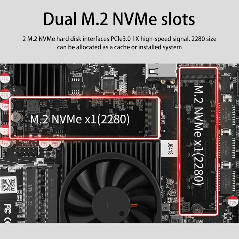 J6413 Industrial Mini ITX NAS Motherboard, Firewall Routing, Firewall, 2 * Intel i226-V, 1 * RTL8125BG, 2.5G LMaternity, 2 * NVMe 6 * SATA 3.0, 2 * DDR4, 1 * PCIe