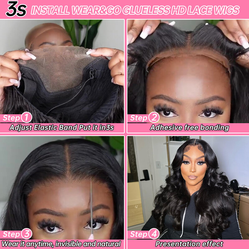 30 Inch Wear And Go Wigs Body Wave Transparent 5x5 Lace Closure Human Hair Wigs Remy Raw Wavy Glueless Wig For Women Closure Wig