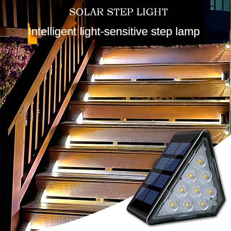 Impermeável LED Solar Stair Light, 3000K, jardim ao ar livre passagem pátio Terraço Guardrail Step Light, luz paisagem, 4 pcs, 6pcs