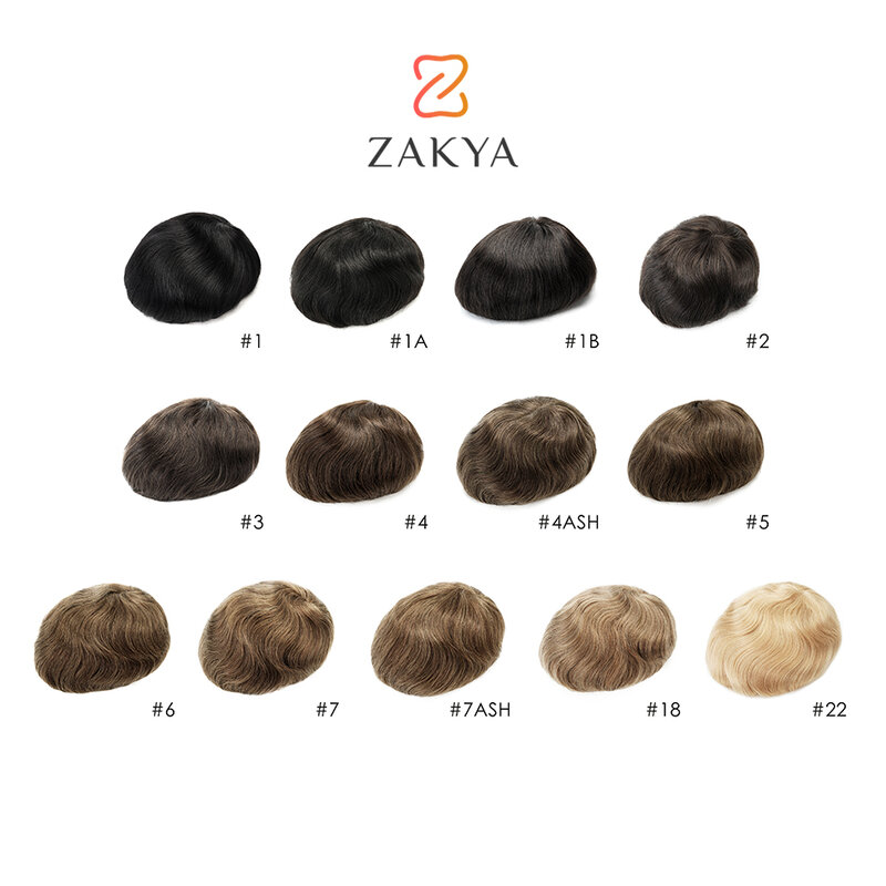 Zakya Men Kapiler Prostesis Wig Rambut Palsu Natural 0.06Mm Mens Hair Piece Pria Kapiler Protesis Patch Sistem Rambut untuk Pria