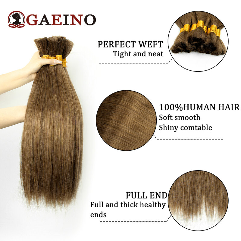 Straight Bulk Hair For Braiding Human Hair Extensions Remy Indian Human Hair No Wefts 16#Color 16"-28" Straight Braids Hair