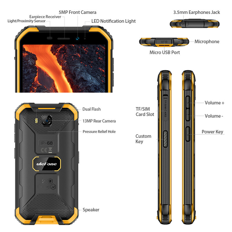 Ulefone Armor X6 Pro Android 12 Rugged Smartphone 128GB Expansion NFC Mobile Phone 13MP Camera 4000mAh Cell Phone Global version