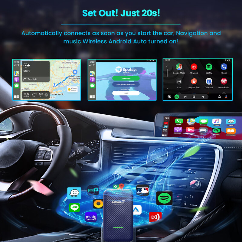 CarlinKit-Mini adaptateur sans fil CarPlay Box, Android Auto Dongle, Audi, Mazda, Kia, Toyota, VW, Cristaux, Ford, OEM, 4.0, 5.0