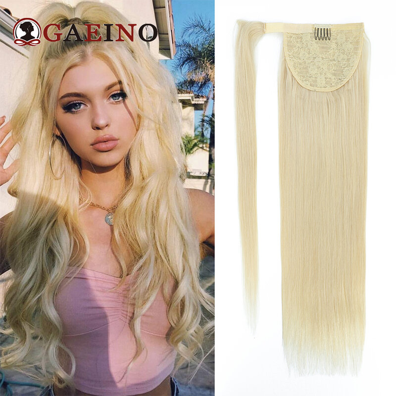 Straight Ponytail Human Hair 14-28 Inches Machine Made Magic Wrap Around Clip In Ponytail Remy Human Hair Extensions