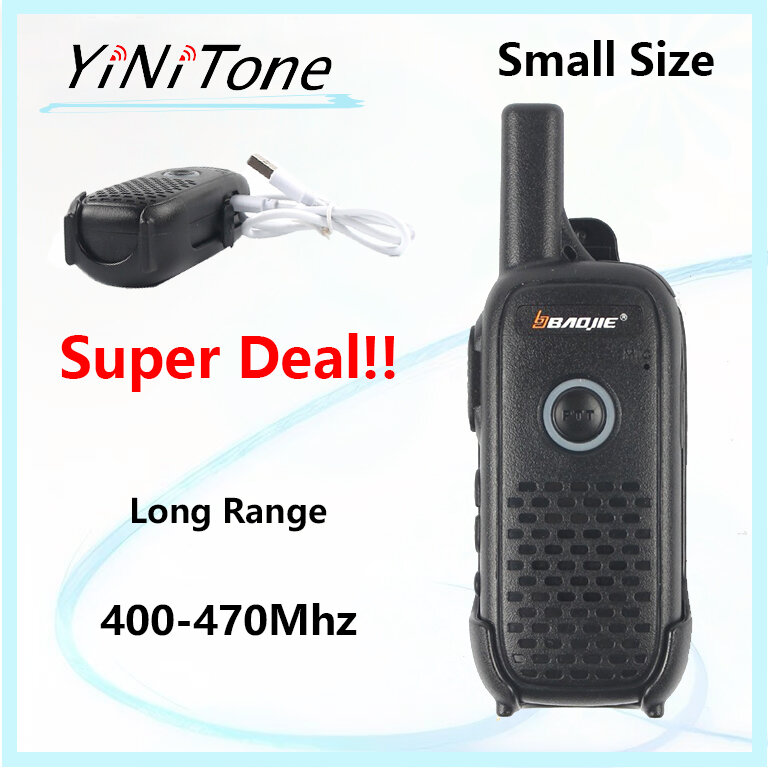 Baojie-Mini walkie-talkie BJ-Q2, Radio bidireccional de largo alcance, 2W, UHF, 400-470Mhz, 16 canales, portátil, recargable, tamaño pequeño, paquete de 2