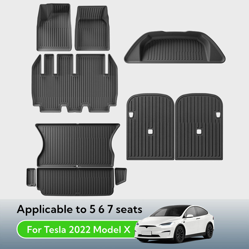 Per Tesla Model X 5 6 7 posti tappetino in TPE per tutte le stagioni tappetini per bagagliaio posteriori impermeabili antiscivolo protezione per lo schienale del sedile Pad Anti sporco