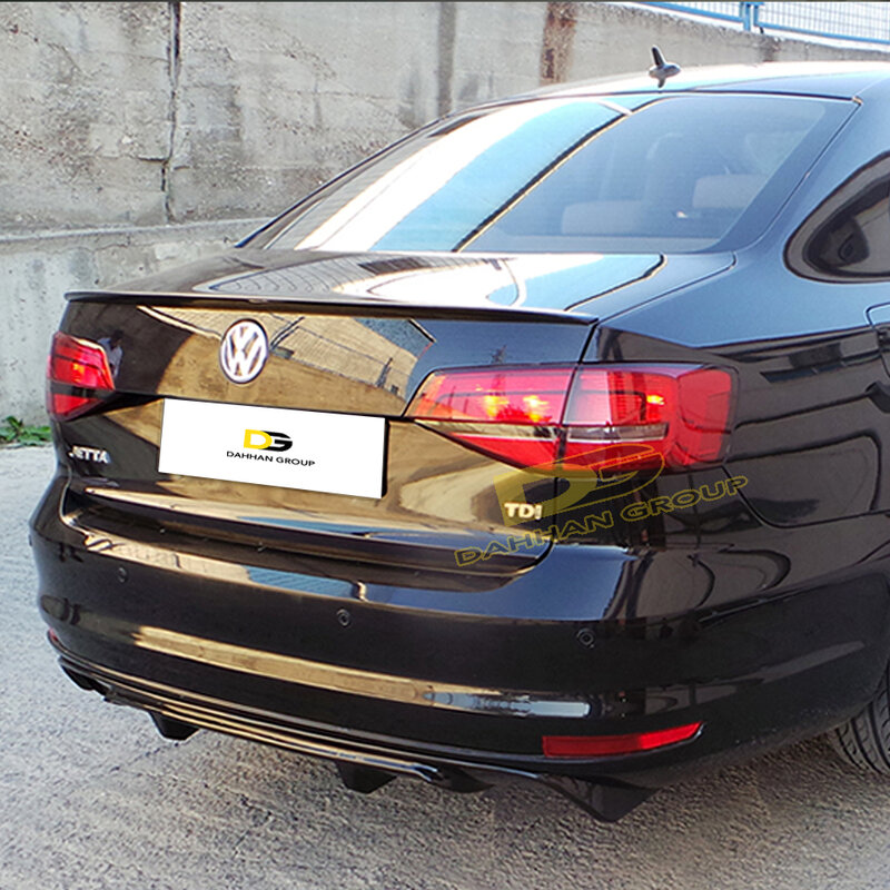 VW Jetta-difusor de parachoques trasero MK6 2014-2018, alerón de ala izquierda, salidas de escape dobles, Piano, superficie negra brillante, Plástico
