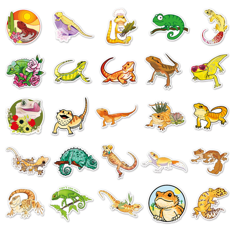 10/30/50 Stuks Grappige Gecko Lizard Stickers Reptiel Decoratie Pvc Decals Koffer Koelkast Telefoon Muur Diy Graffiti kids Toy Gift
