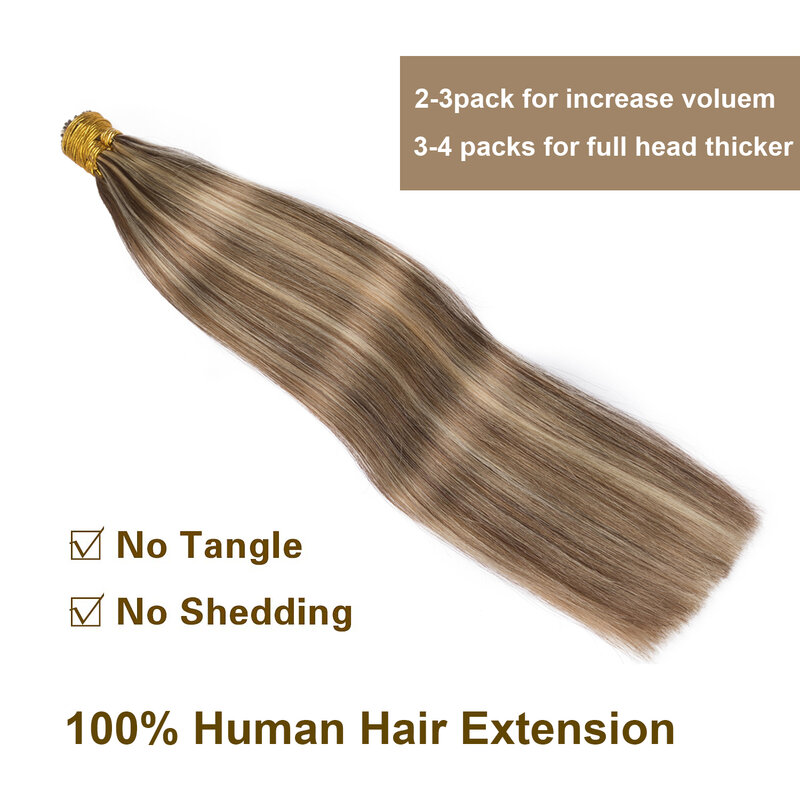 Extensiones de cabello humano liso, cápsula de queratina, Color marrón, Rubio 613, 12-26 pulgadas, 50 unidades por juego