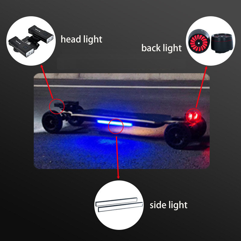 Luces decorativas para monopatín eléctrico de cuatro ruedas, luces modificadas multifuncionales para correr de noche