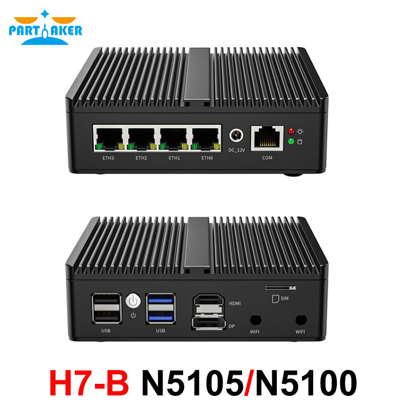 بدون مروحة كمبيوتر صغير إنتل سيليرون N5105/N5100 لينة راوتر 4x إنتل i225/i226 2.5G لان HDMI DP pfSense جدار الحماية الأجهزة ESXI AES-NI