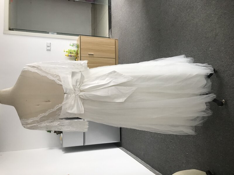 CloverBridal tanie suknie ślubne ogrodowe z długimi rękawami dla kobiet 2022 saten a-line Plus Size zniżką krótki ślubny suknia 1164