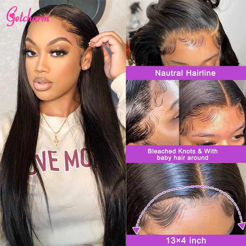 13x6 Lace Front Wigs Human Hair for Women 180 Density HD Transparent 28 Inch Straight Lace Front Wigs Human Hair Glueless Wig