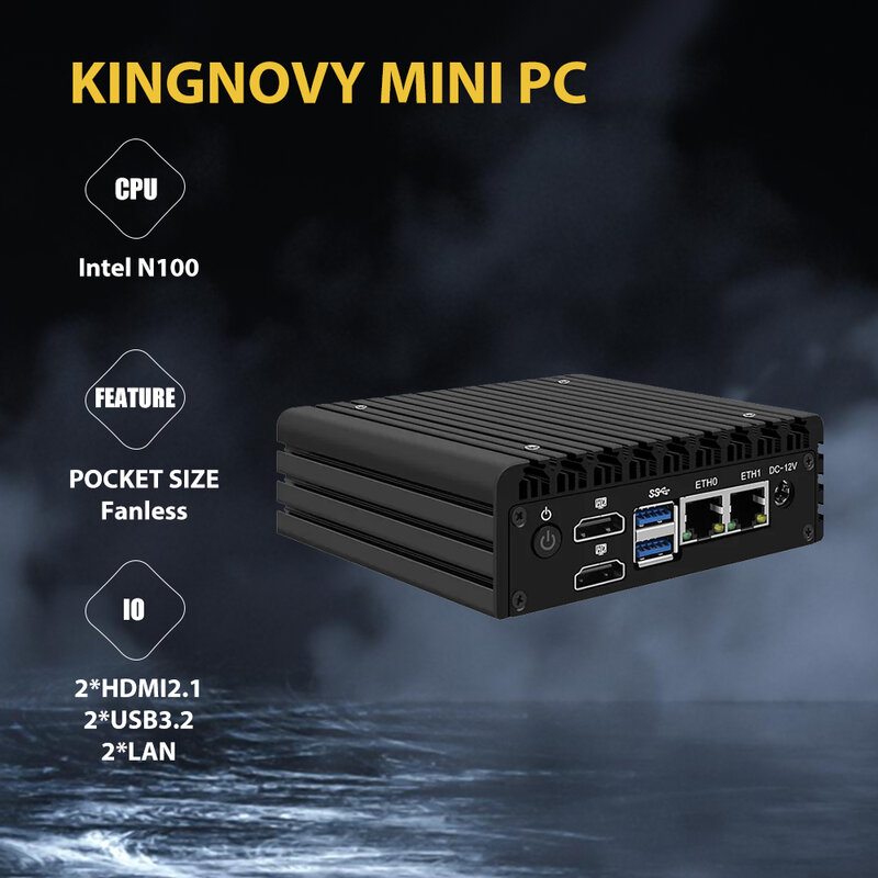 Mini PC Windows 11 Pro Intel olcha jezioro N305 mikrokomputer z podwójny HDMI 2.1 4K RJ45 Ethernet 2 * USB3.2 do użytku domowego bez wentylatora
