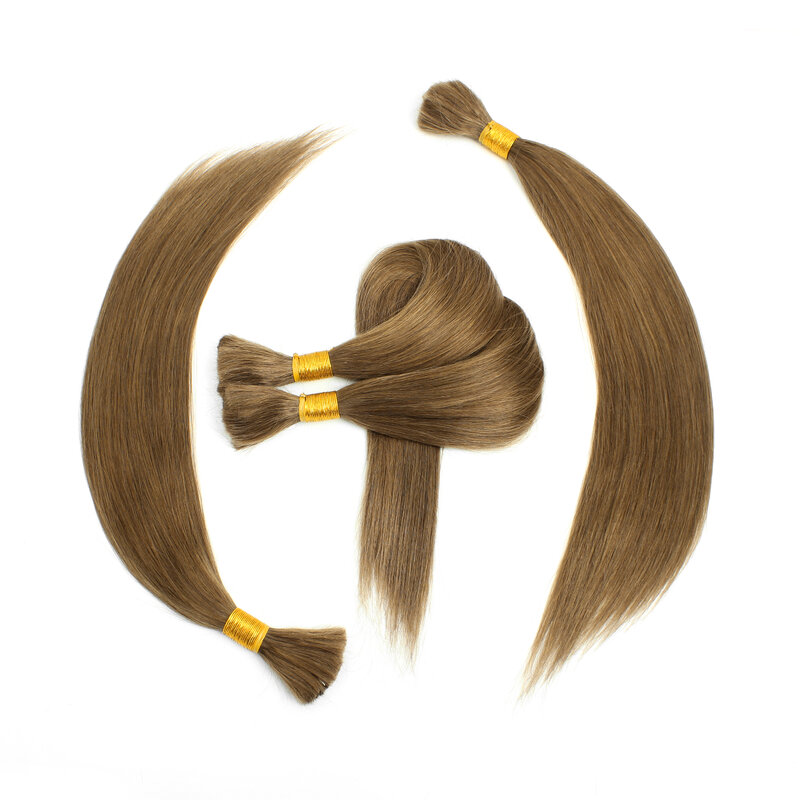 Extensiones de cabello humano indio Remy, cabello liso a granel, sin trenza, Color 16 #, 16 "-28"