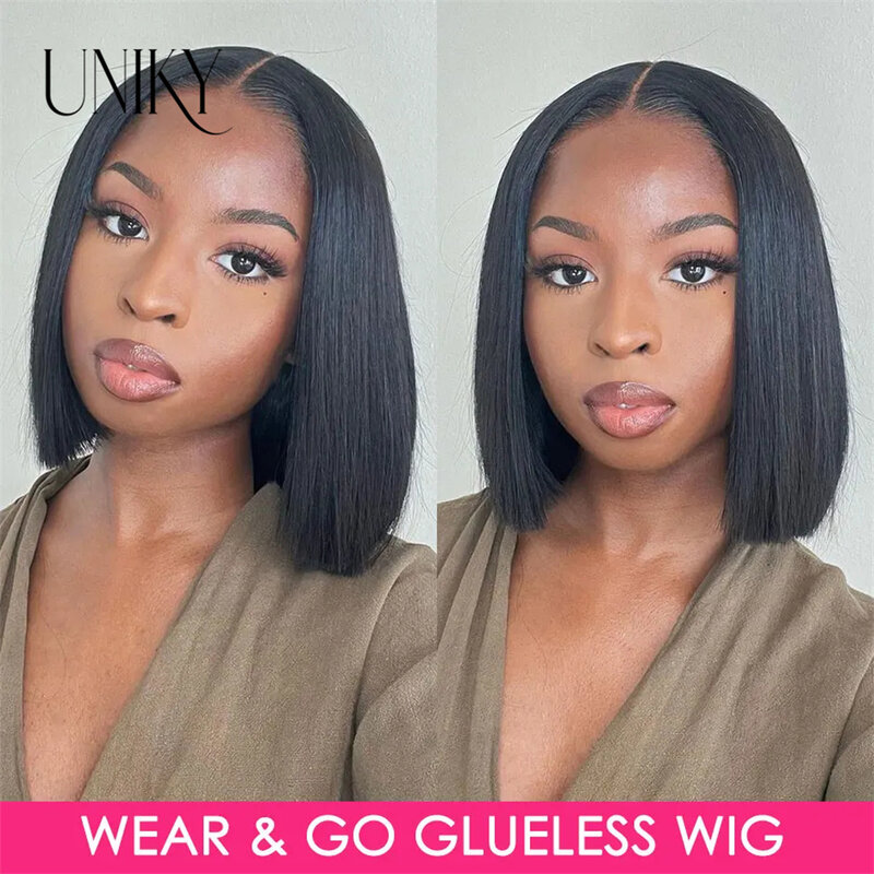 10 12inch Wear And Go Bob Wigs For Women Human Hair 180% Straight Glueless Wig Ready To Go Human Hair Wigs Pre Cut Lace Air Wig