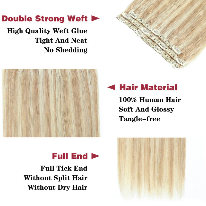 Doczepy z włosów typu Clip In 100% ludzki włos typu remy 3 sztuki proste kości doczepiane włosy 60G prawdziwe naturalne włosy europejskie 12-26