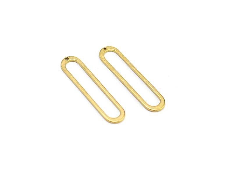 10pcs Brass Charm, Oval Earring Connector, Brass Circle Findings, 34x8x1.25mm, Earring Accessories, Jewelry Making - R1884