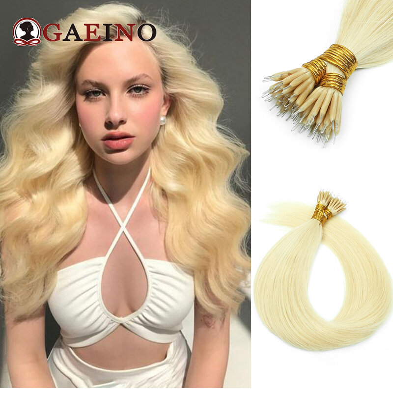 Nano Rings Micro Links Human Hair Extensions Natural Blonde Micro Bead Loop Pre Bonded Remy European Straight Hair 50/Strands