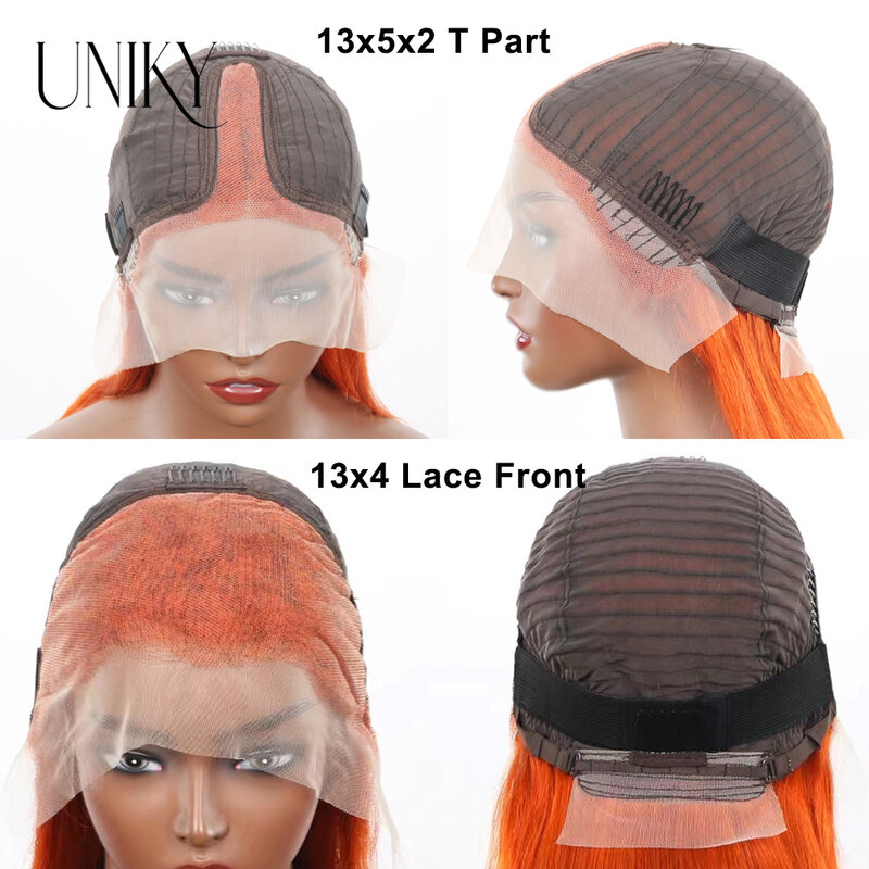 350 Ginger Orange Short Straight Bob Wigs 13x4 Transparent Lace Frontal Wig Peruvian Remy Human Hair Colored Lace Front Bob Wig