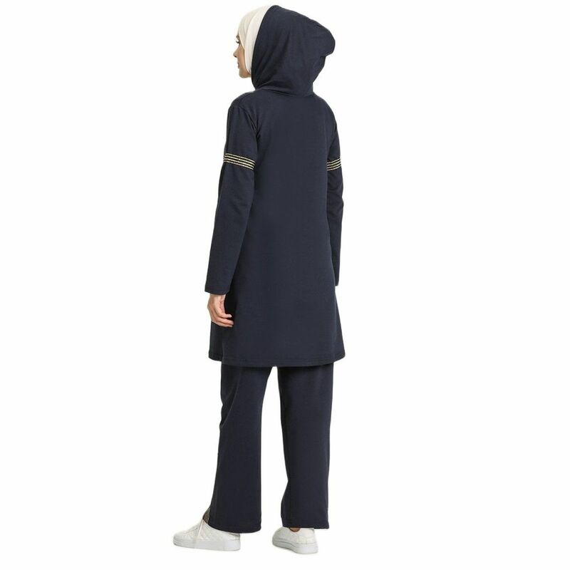 Ensemble de survêtement à capuche et corde sans doublure pour femmes, manches longues, vêtements d'été, Hijab, mode musulmane élégante