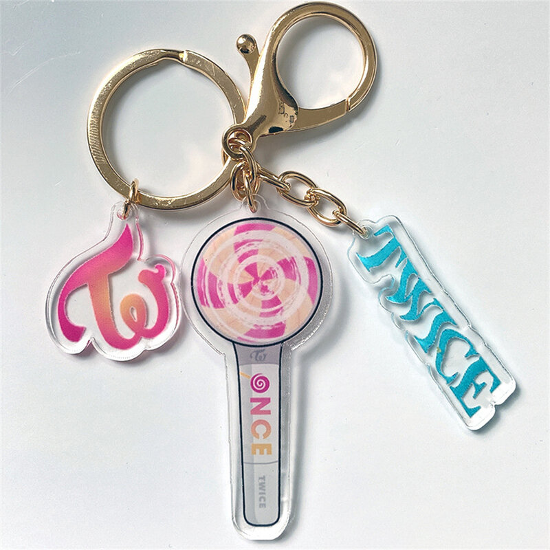Kpop Light Stick Mini Keychain Stray Kids TWICE MAMAMOO ATEEZ ST Korean Group Series Three-piece pendant High Quality Keychain