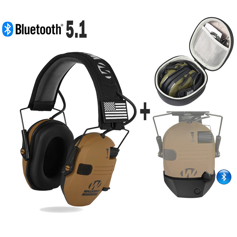 Electronic Shooting Earmuff Slim Electronic Muff Tactical Hunting Hearing Protective Headset 5.1 Bluetooth Earmuff Adapter+Bag