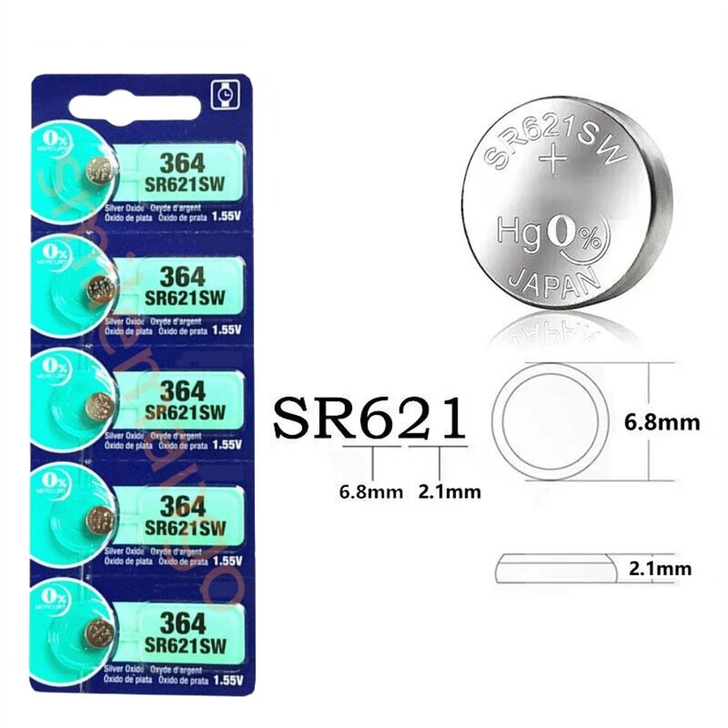 Оригинальный кнопочный Аккумулятор для SONY 364 SR621SW SR60 1,55 в, батарейка для часов, игрушек, пульт дистанционного управления, батарейки для монет