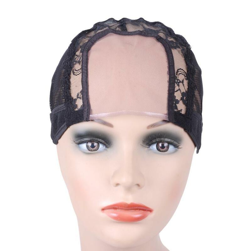 قبعة شعر مستعار سوداء مع شبكة من الدانتيل السويسري ، صناعة شعر مستعار من الدانتيل الكامل ، غطاء منسوج ، قاعدة شبكية ، آلة مصنوعة ، شبكة مطاطية ، 7.5x9cm
