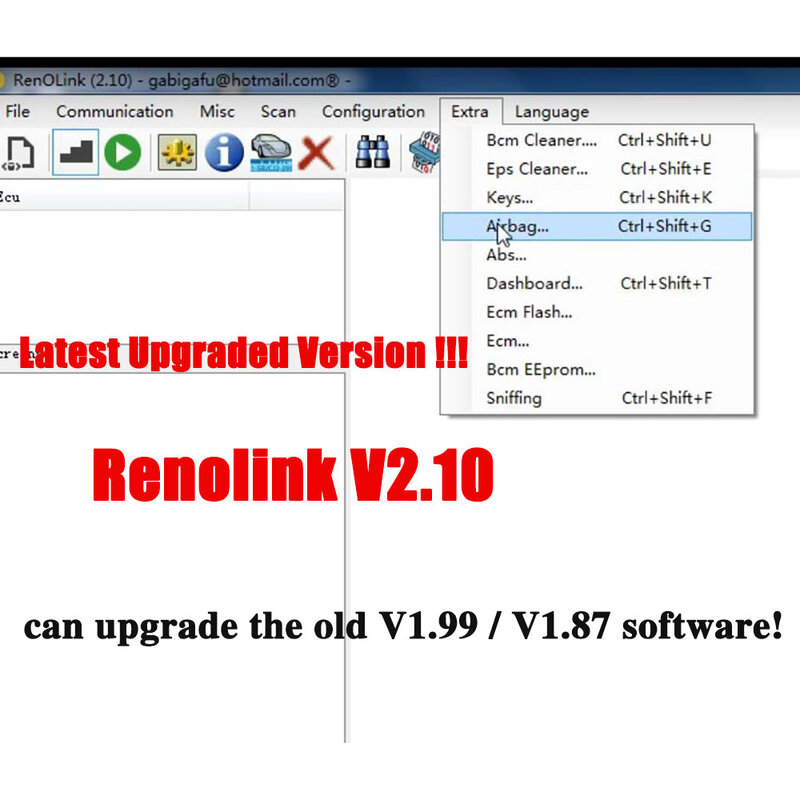 Renolink v2.10の診断ツール,プログラマー,エアバッグリセット,Rolink 1.99アップグレード,OBD2ケーブル,ECmチャンネル,新バージョン