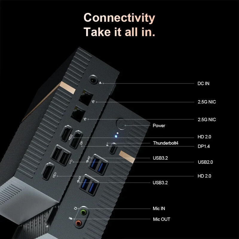 Chatreey-IT12 Gaming Mini PC, Computador Desktop, Intel Core i7, 1360P, i9, 12900H, 13900H, 4K @ 60Hz, Dual 2.5G LAN, PCIe 4.0, WiFi 6