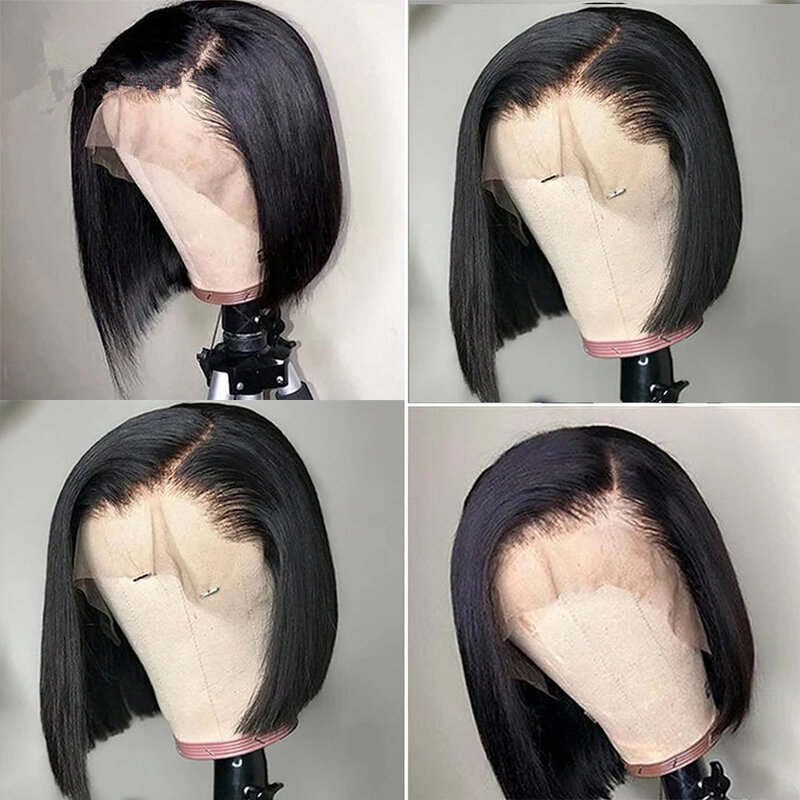 13x4 прозрачные кружевные передние парики боб, парики из человеческих волос, прямые короткие парики боб для женщин, парик из безклеевых волос, бразильский парик