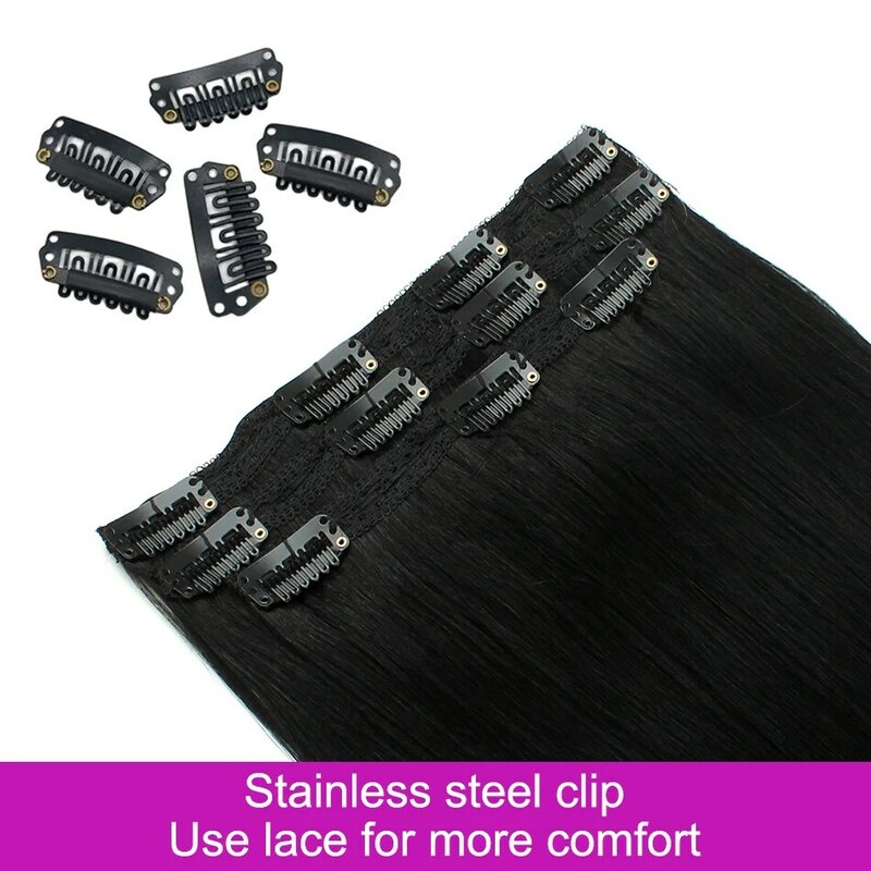 SOCalculator-Extensions de cheveux à clipser pour femmes, 100% cheveux humains, document ombré, 3 pièces, 60 grammes