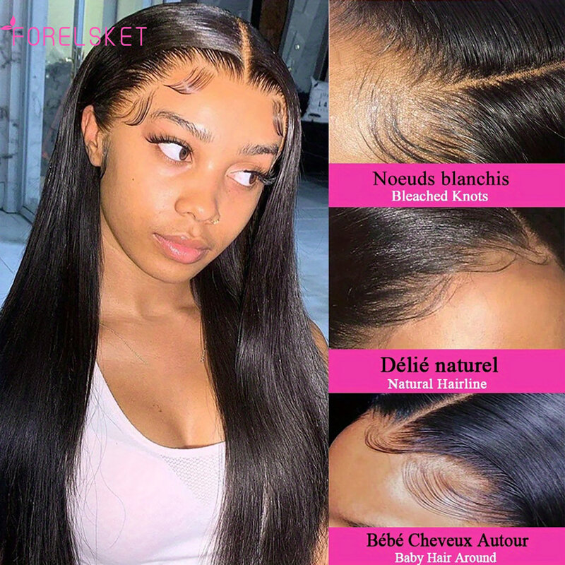 Peluca Frontal de encaje transparente HD para mujeres negras, 4x4, peluca recta de cierre de encaje 13x4, pelucas de cabello humano Frontal, 30, 32 pulgadas
