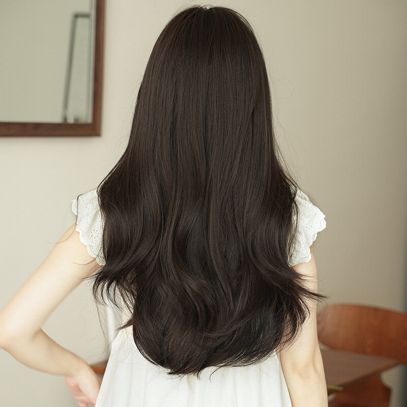 Peruka 67CM kobiety długie kręcone włosy duże fale czarne na całą głowę pokrycie włókna chemicznego wygodne osłona na włosy długich włosów codzienne imprezowa peruka
