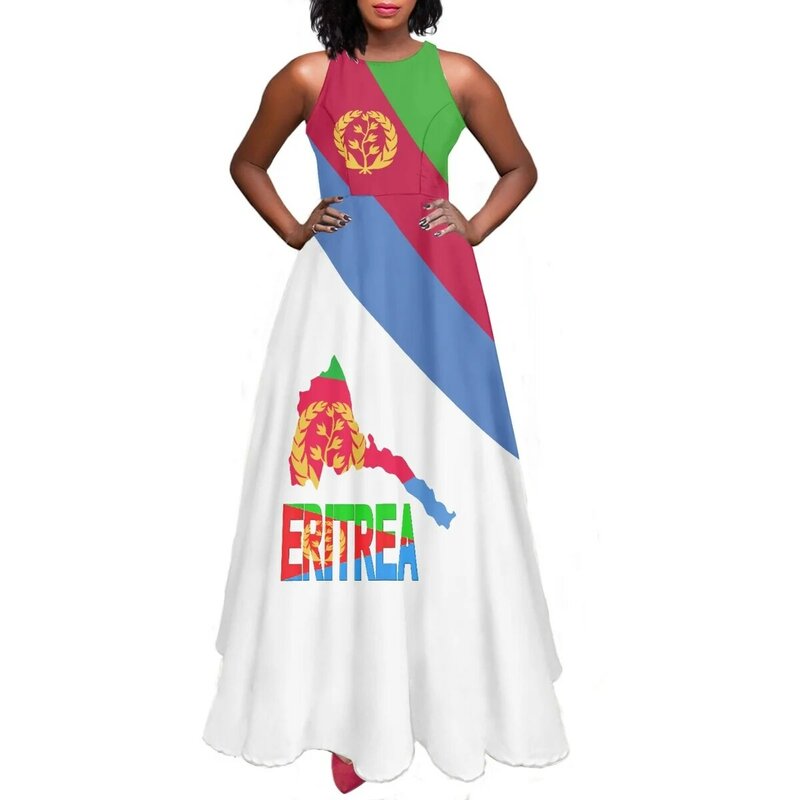 Ethiopian Print Sleeveless Dress Beach Holiday Dress Women's Summer Temperament All-Match Casual Mid-length Dress