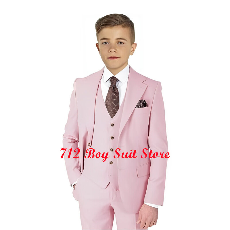 Smoking per ragazzi Set abito da sposa 3 pezzi giacca gilet pantaloni Party Prom Slim Fit Blazer per bambini